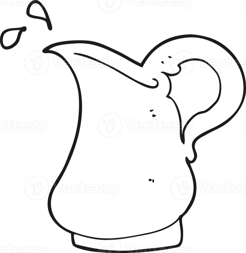 hand drawn black and white cartoon milk jug png