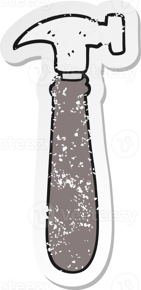 retro distressed sticker of a cartoon hammer png