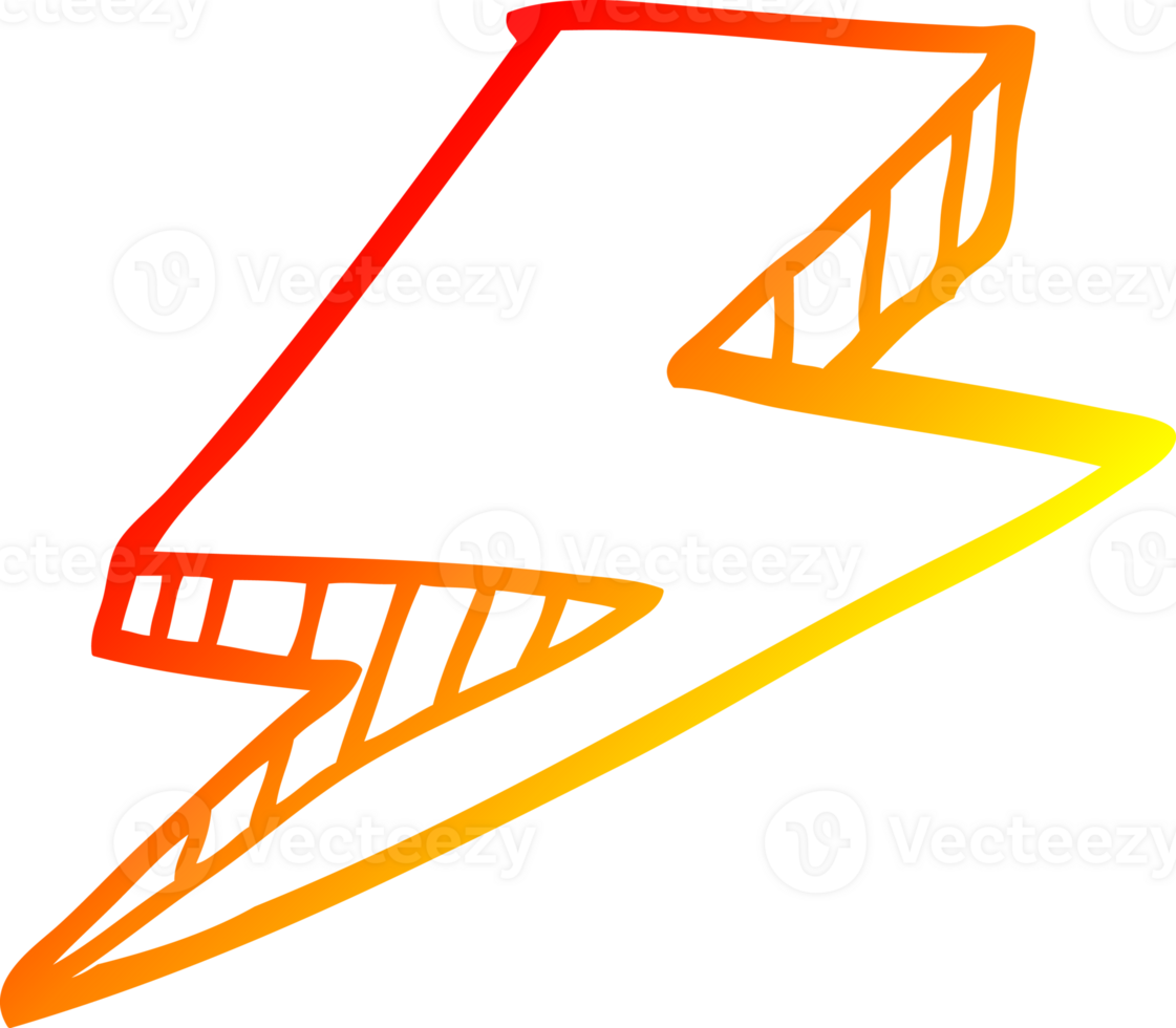 warm gradient line drawing of a cartoon lightning bolt png