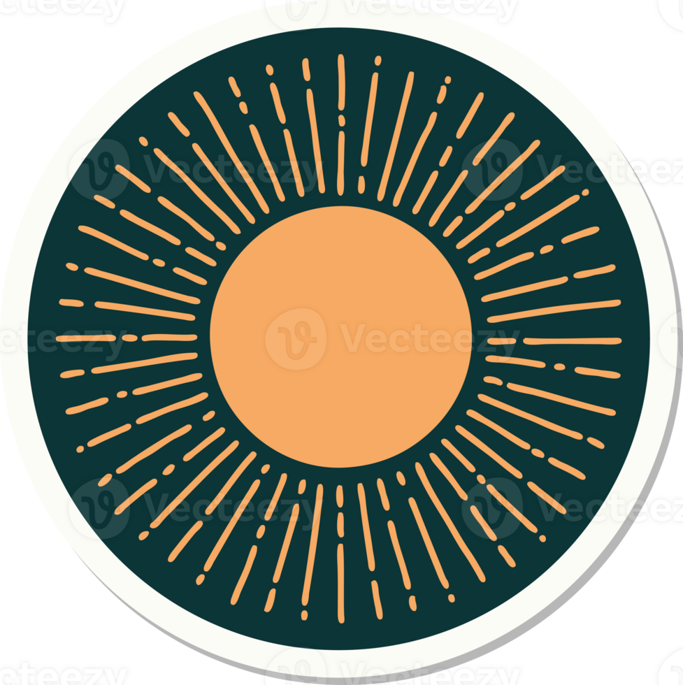 sticker of tattoo in traditional style of a sun png