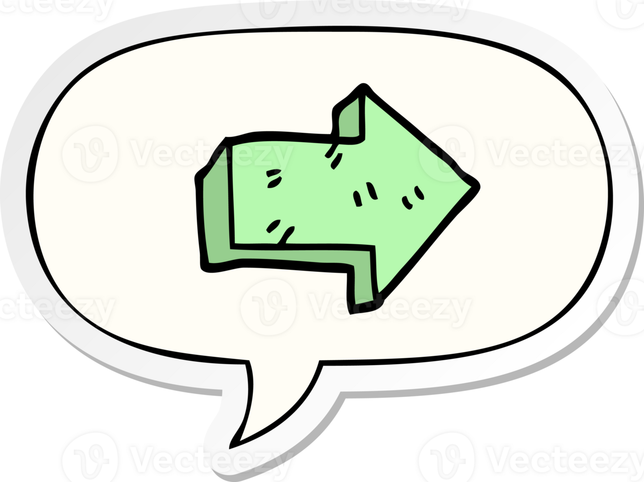 cartoon pointing arrow with speech bubble sticker png