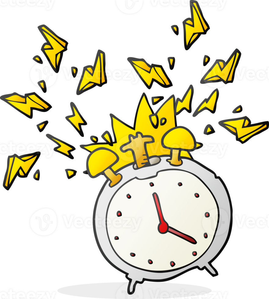 hand drawn cartoon ringing alarm clock png