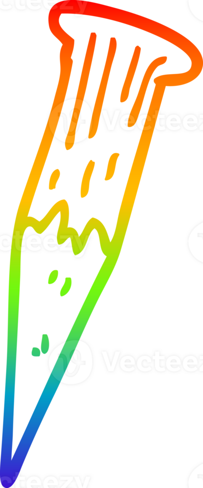 rainbow gradient line drawing of a cartoon bloody vampire stake png