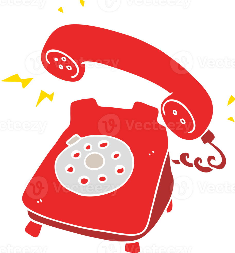flat color illustration of ringing telephone png
