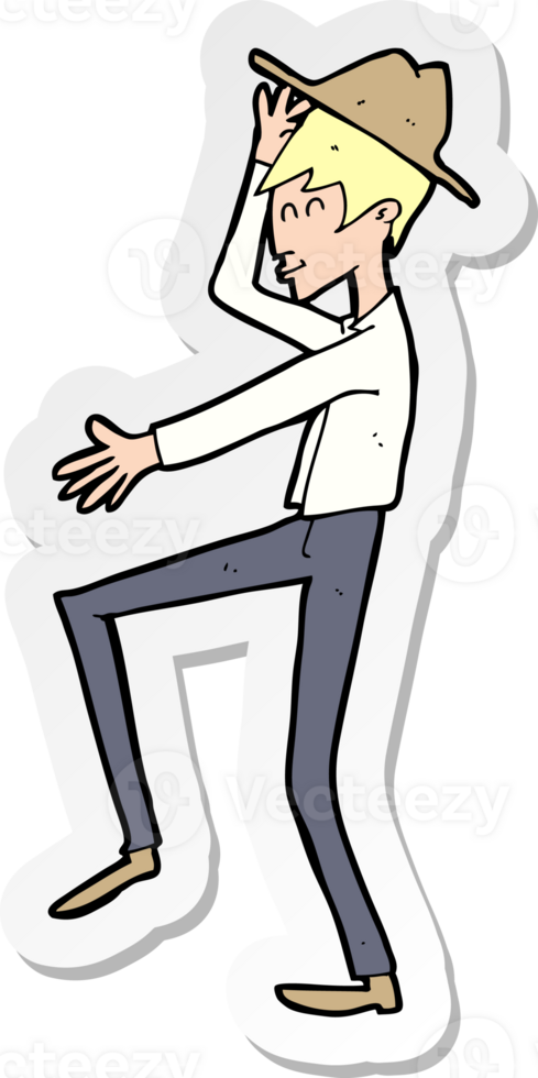 sticker van een cartoon modieuze man png