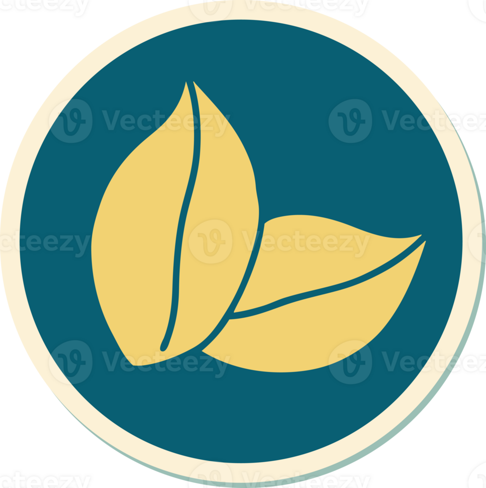 sticker of tattoo in traditional style of leaves png