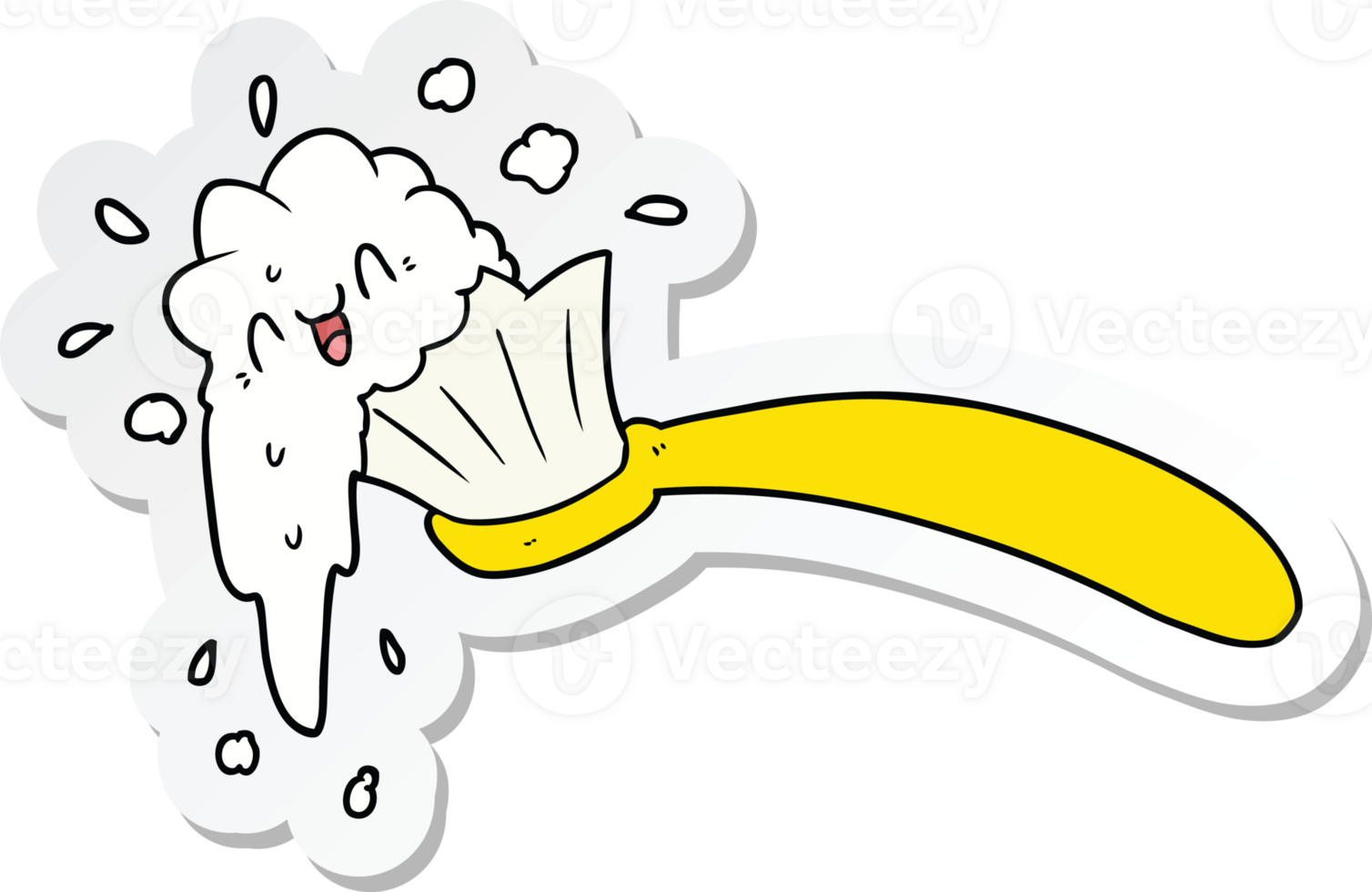 sticker of a cartoon toothbrush and toothpaste png