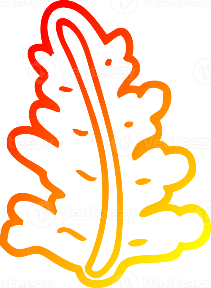 warm gradient line drawing of a cartoon leaf png