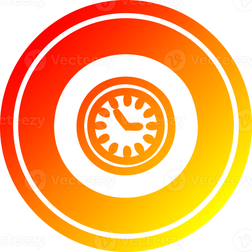 wall clock circular icon with warm gradient finish png