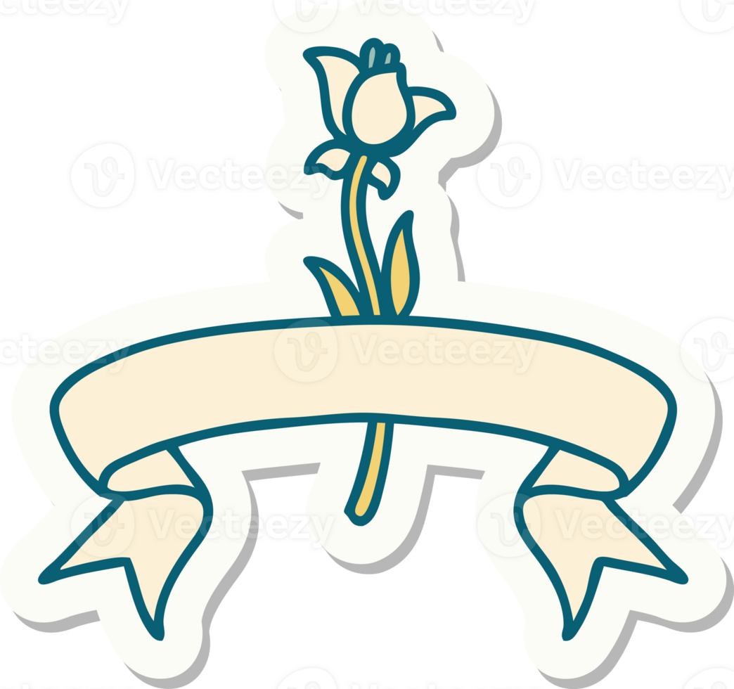 tattoo style sticker with banner of a lily png