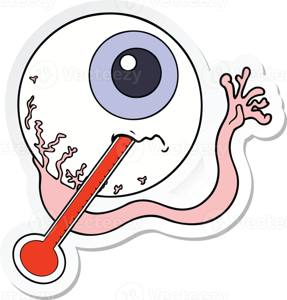 adesivo de um globo ocular doente de desenho animado png