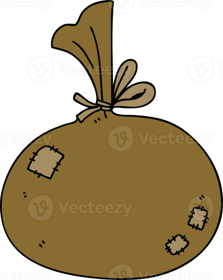 hand drawn quirky cartoon sack png