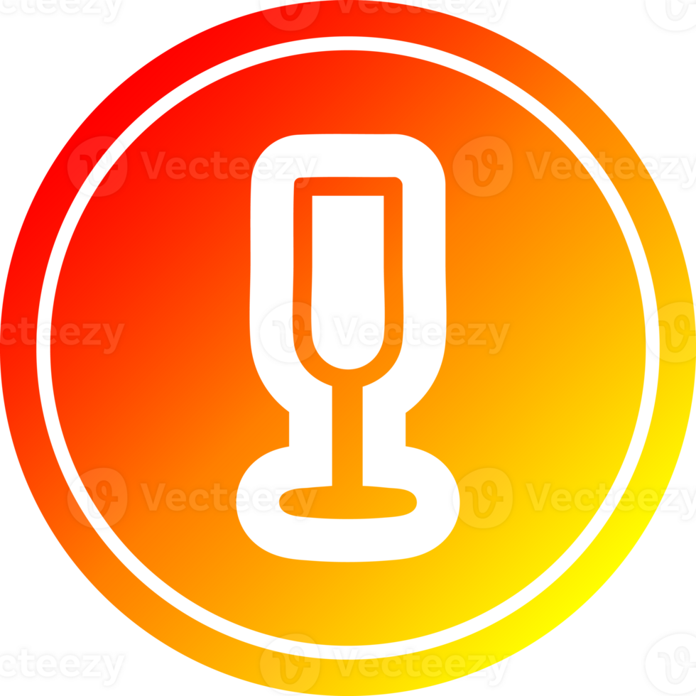 champagne flute circular icon with warm gradient finish png