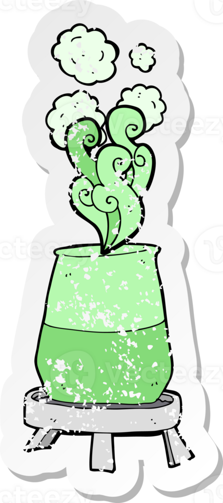 retro distressed sticker of a cartoon science experiment png