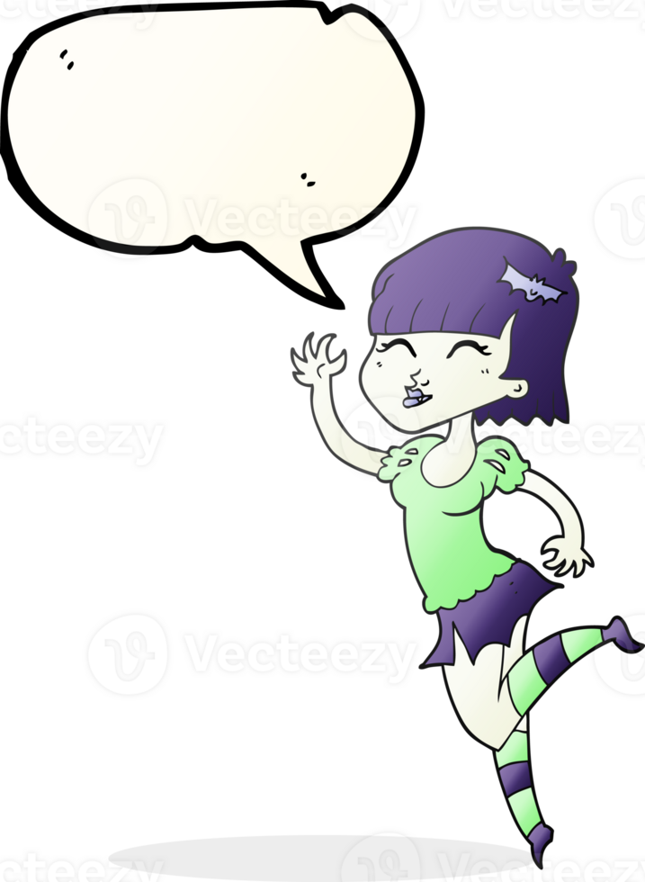 hand drawn speech bubble cartoon vampire girl png
