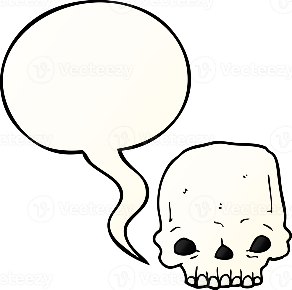 cartoon spooky skull with speech bubble in smooth gradient style png