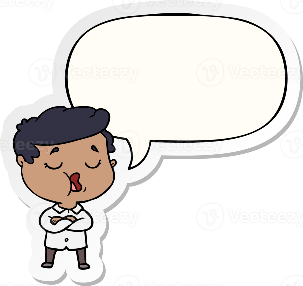 cartoon man talking with speech bubble sticker png