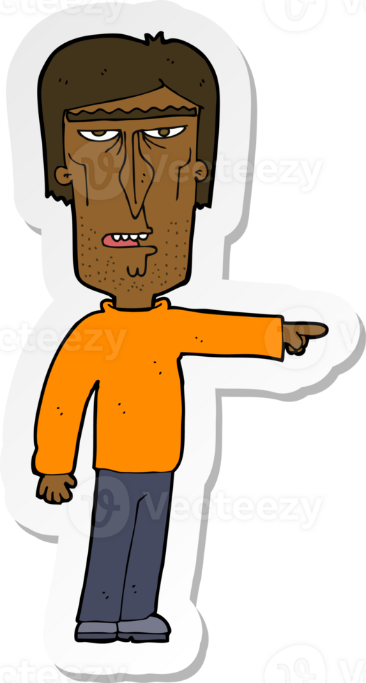 sticker of a cartoon pointing man png