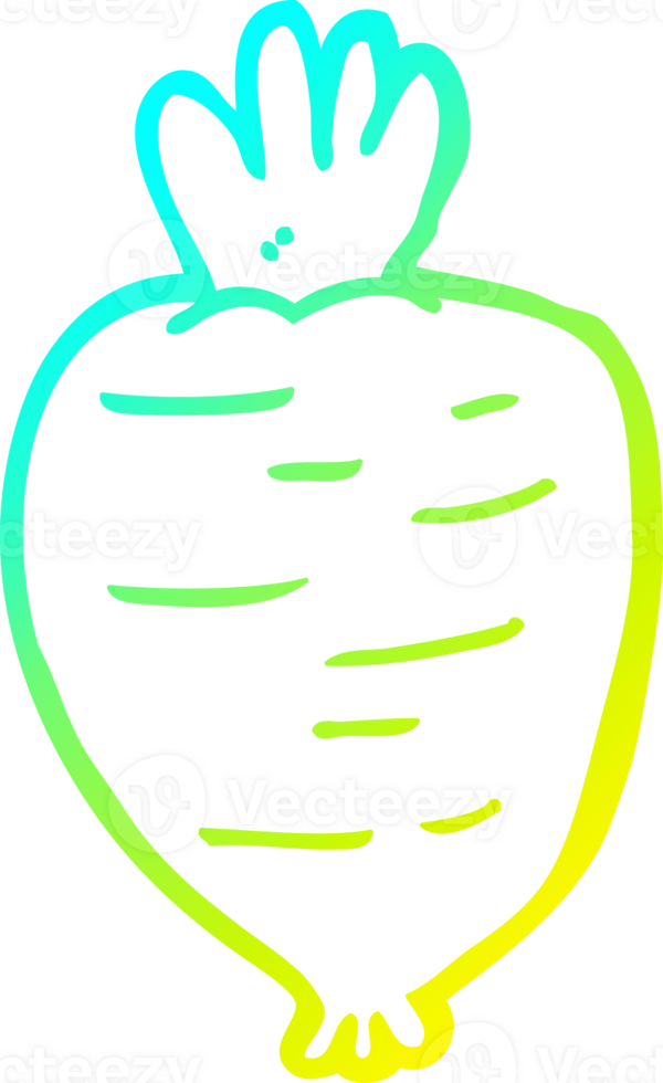 cold gradient line drawing of a cartoon root vegetable png