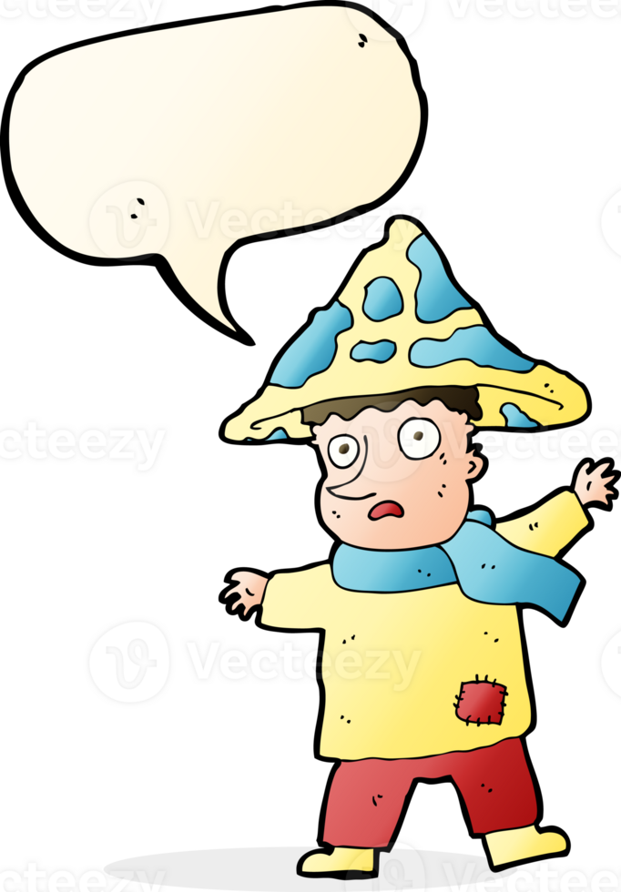 cartoon magical mushroom man with speech bubble png