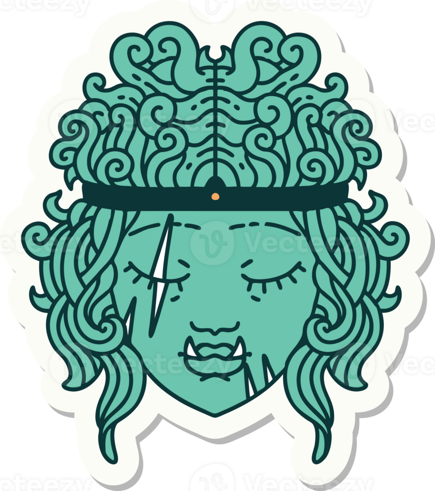 sticker of a orc barbarian character face png