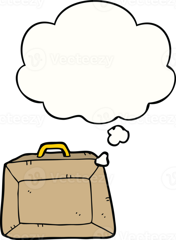 cartoon budget briefcase with thought bubble png
