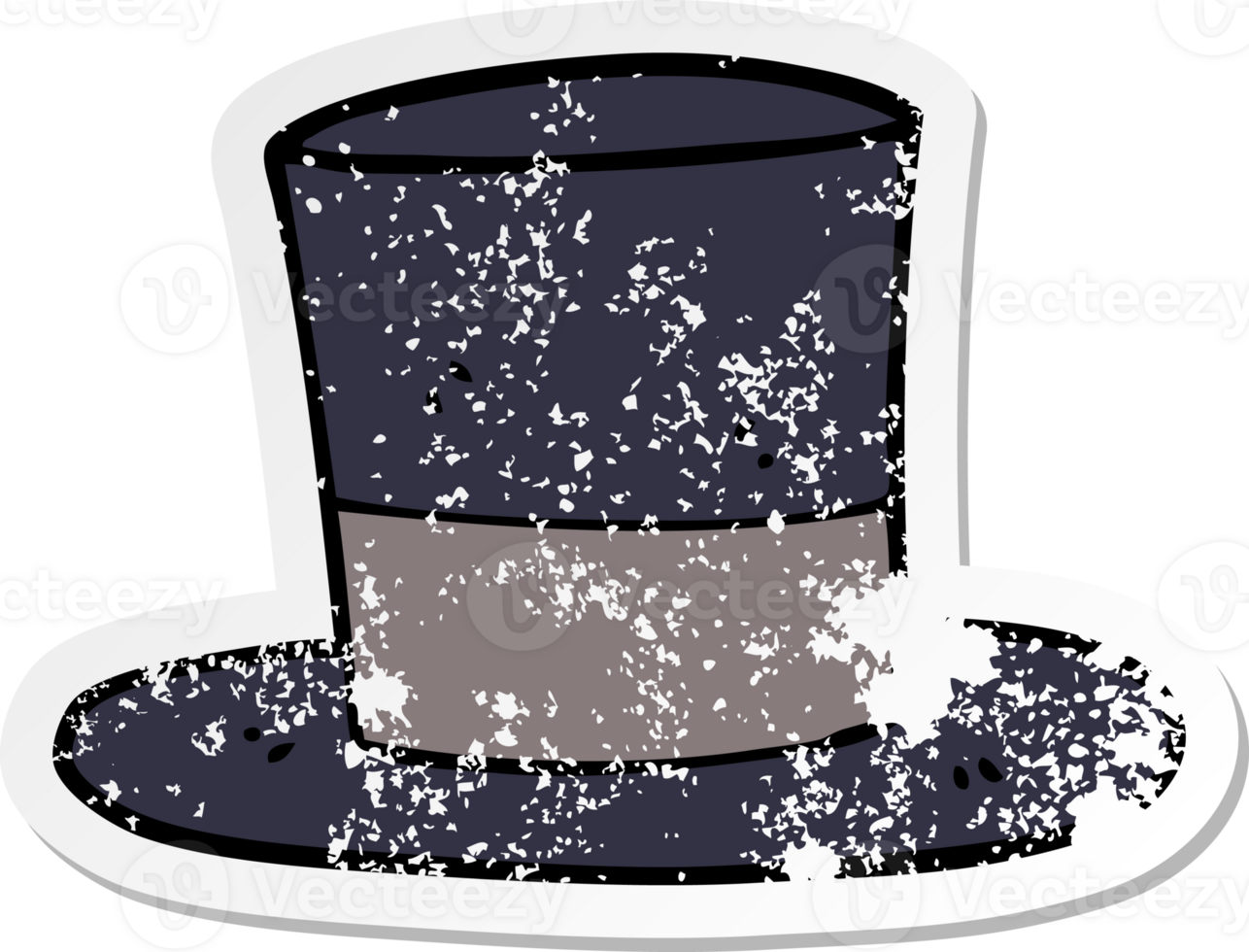 distressed sticker of a cartoon top hat png