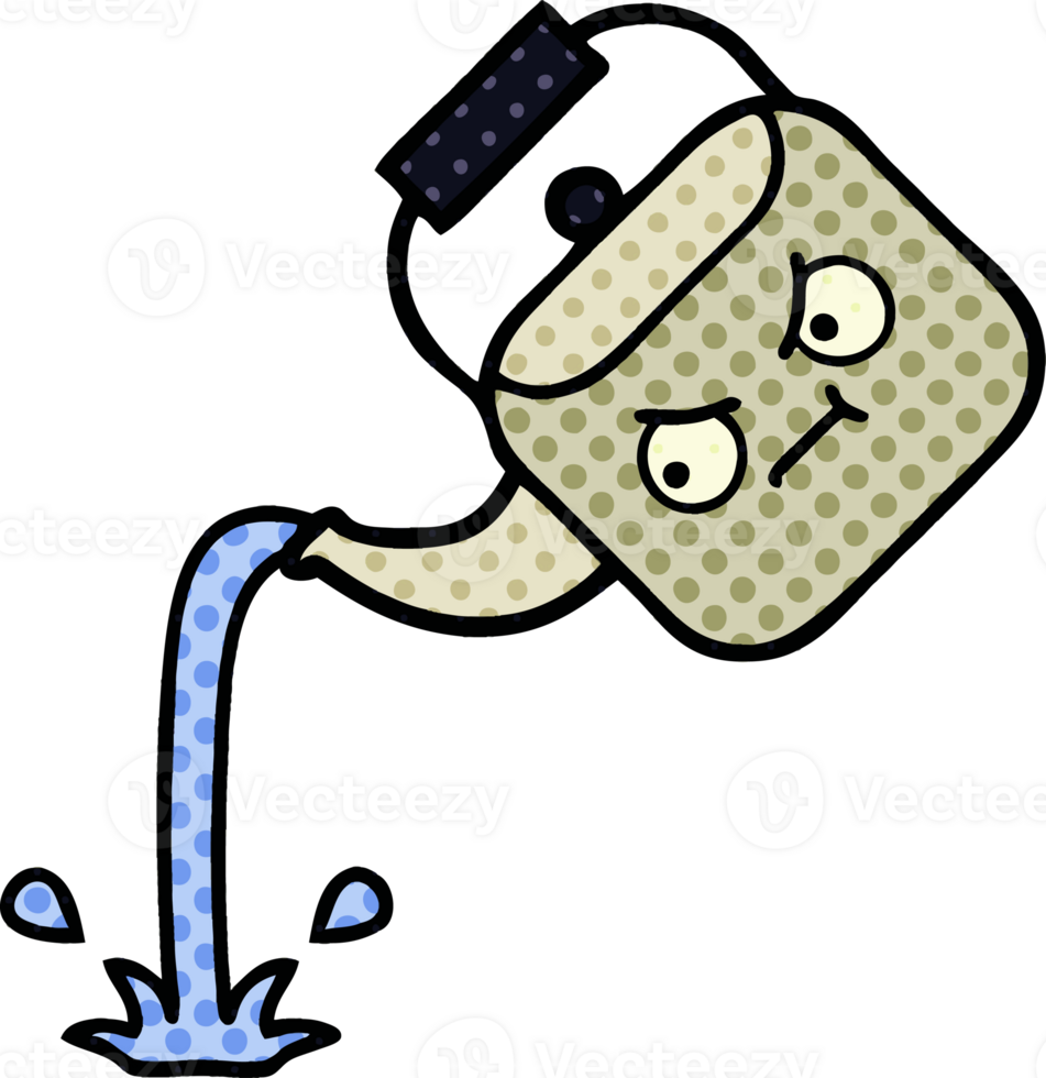 comic book style cartoon of a pouring kettle png