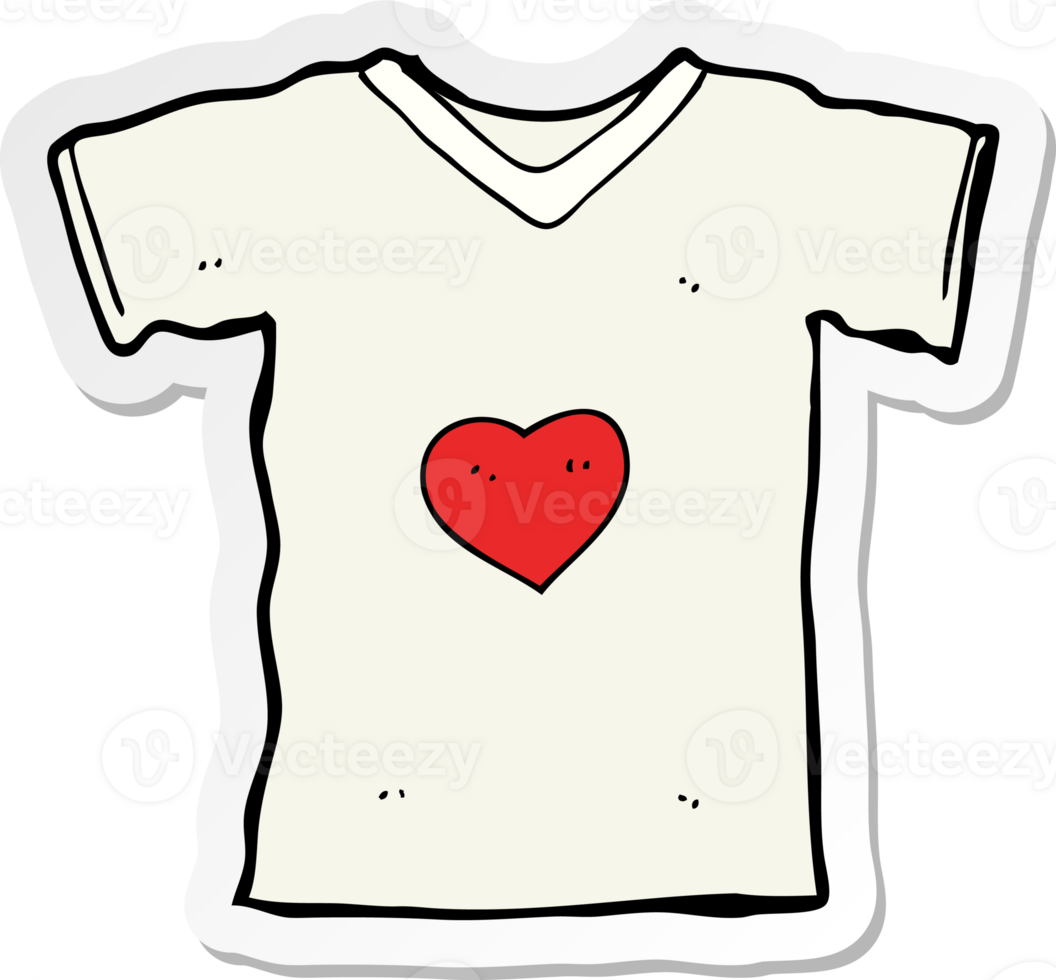 sticker of a cartoon t shirt with love heart png