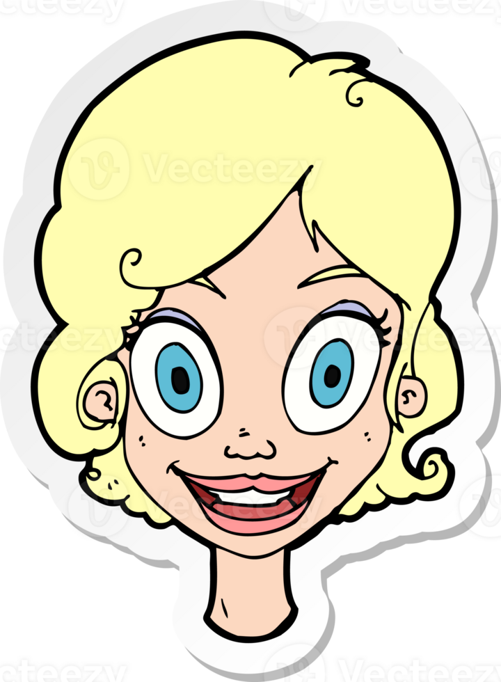 sticker of a cartoonhappy woman png