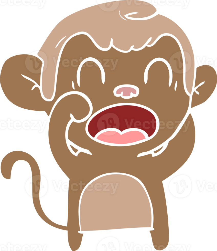 shouting flat color style cartoon monkey png