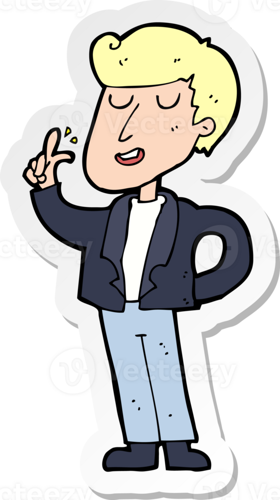 sticker of a cartoon cool guy snapping fingers png