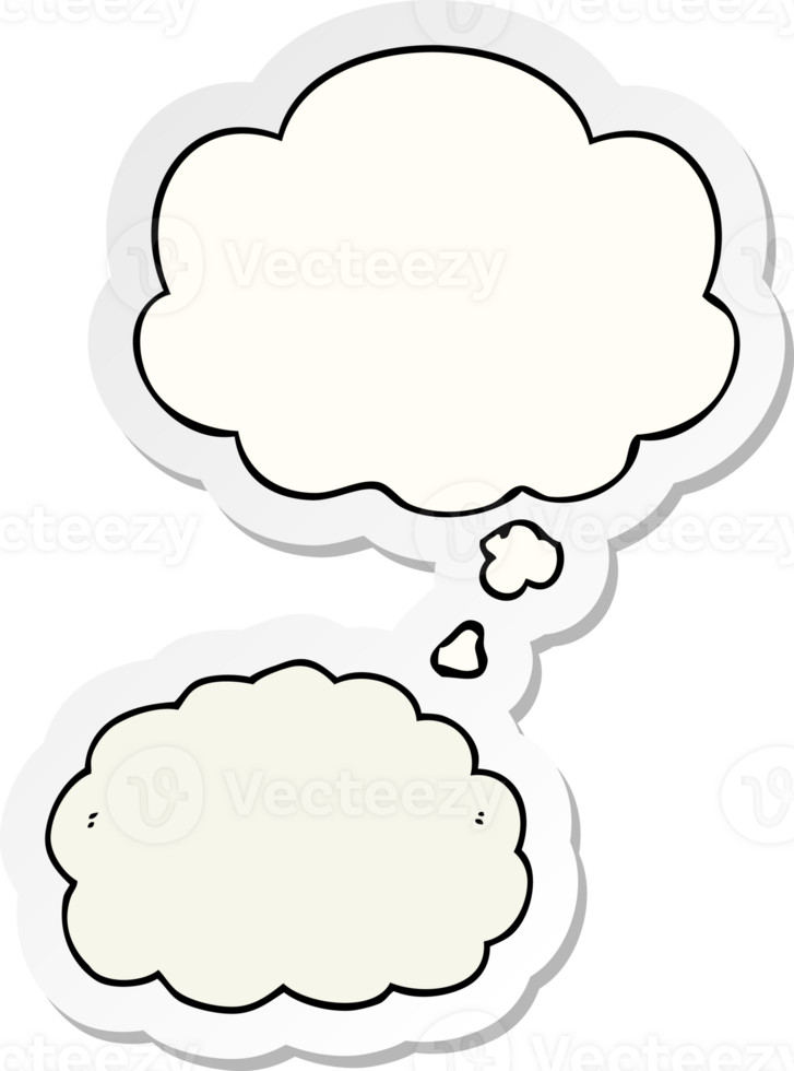 cartoon cloud with thought bubble as a printed sticker png