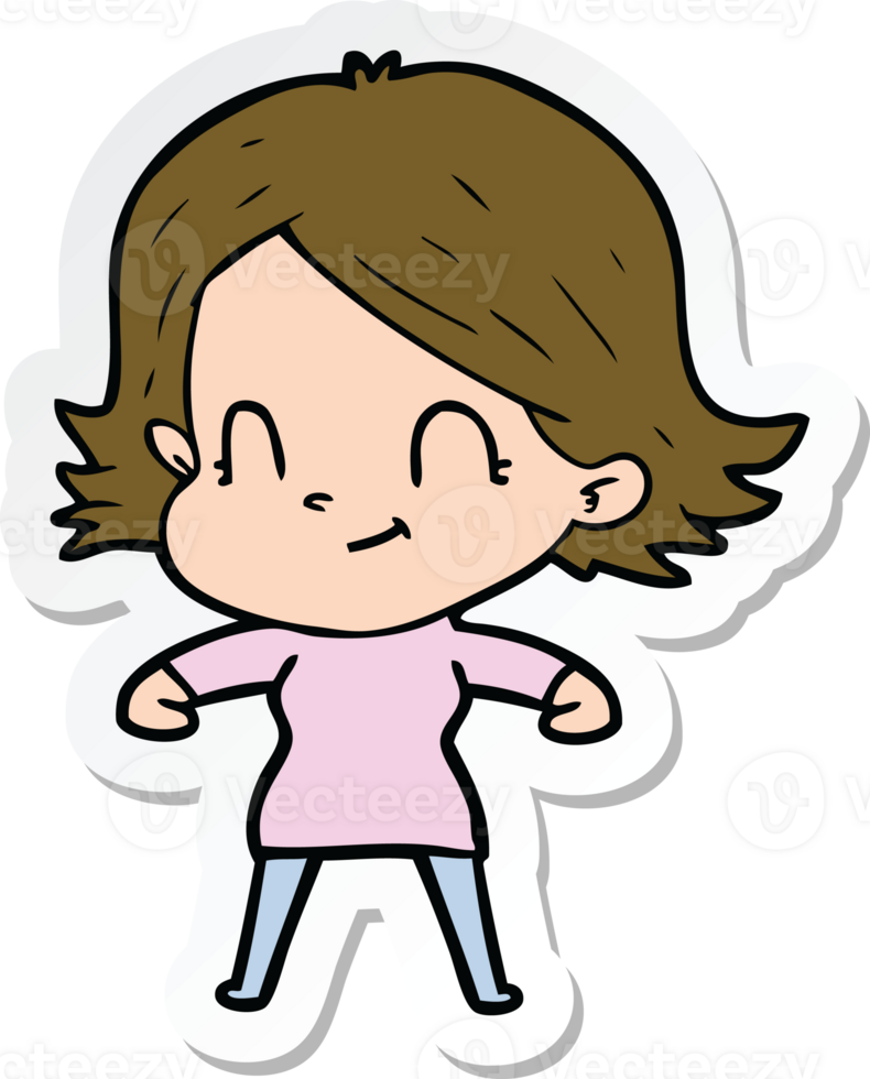 sticker of a cartoon friendly girl png