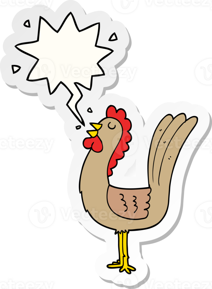 cartoon rooster with speech bubble sticker png