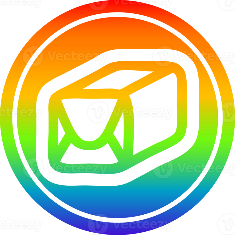 wrapped parcel circular icon with rainbow gradient finish png