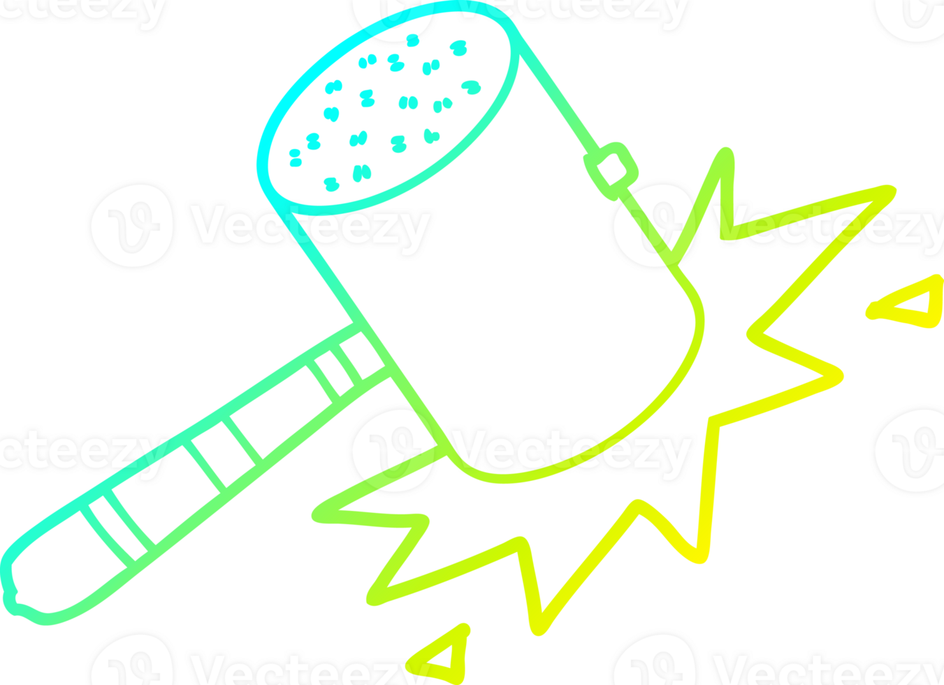 cold gradient line drawing of a cartoon banging gavel png