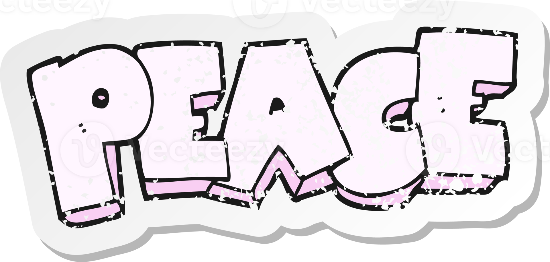 retro distressed sticker of a cartoon word peace png
