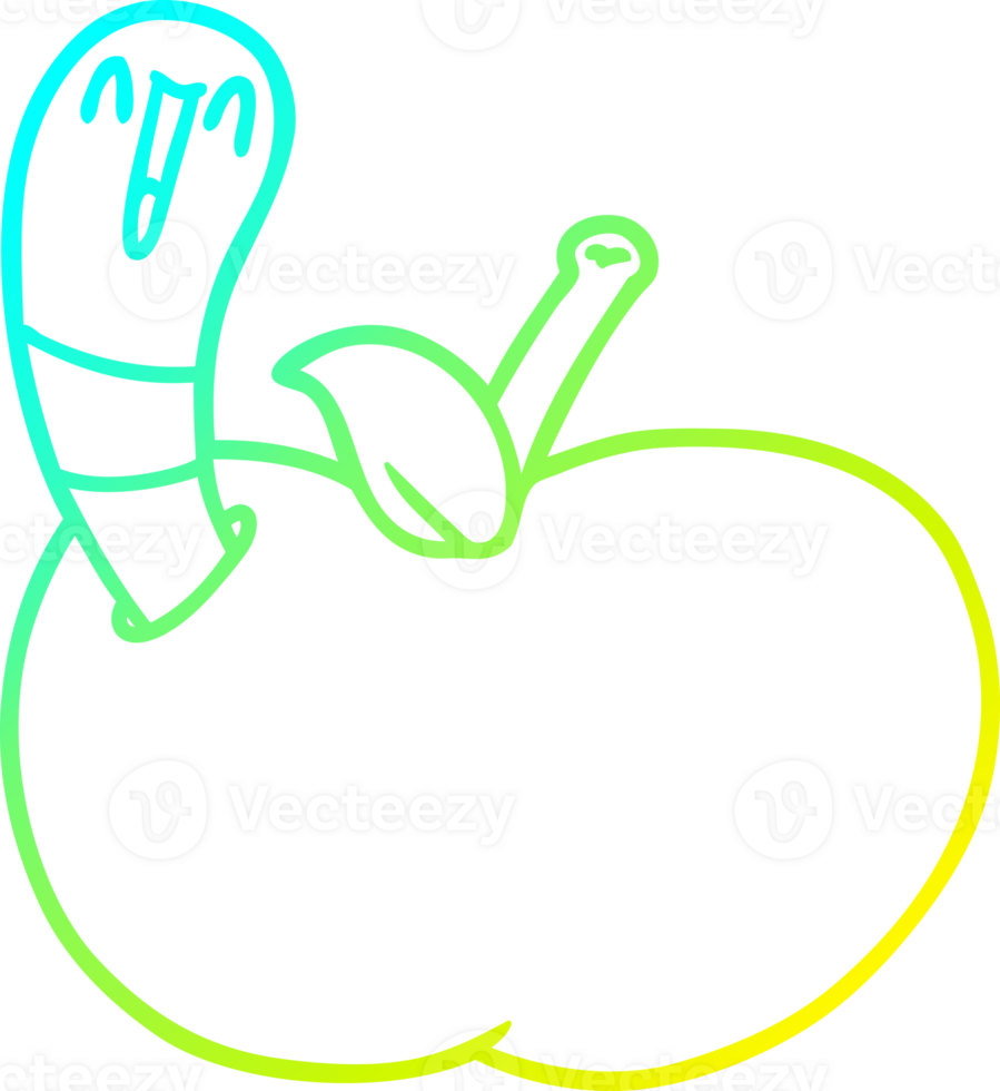 cold gradient line drawing of a cartoon worm in apple png