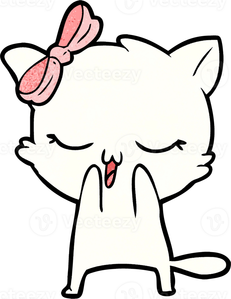 cartoon cat with bow on head png