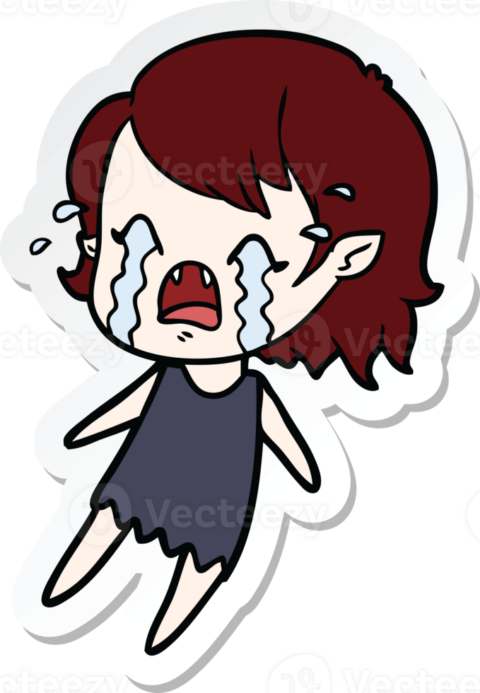 sticker of a cartoon crying vampire girl png