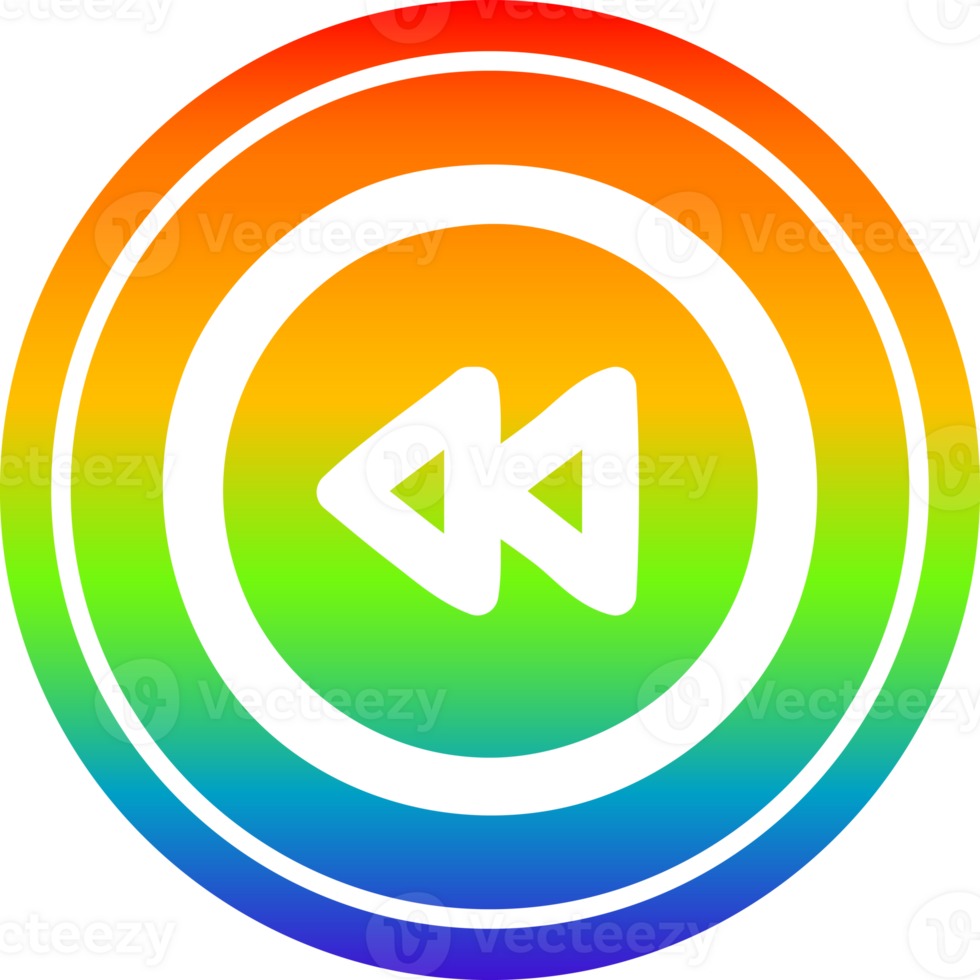 rewind button circular icon with rainbow gradient finish png