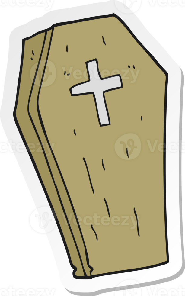 sticker of a cartoon spooky coffin png