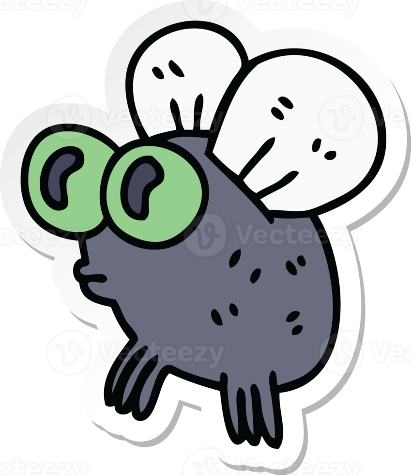 sticker of a quirky hand drawn cartoon fly png