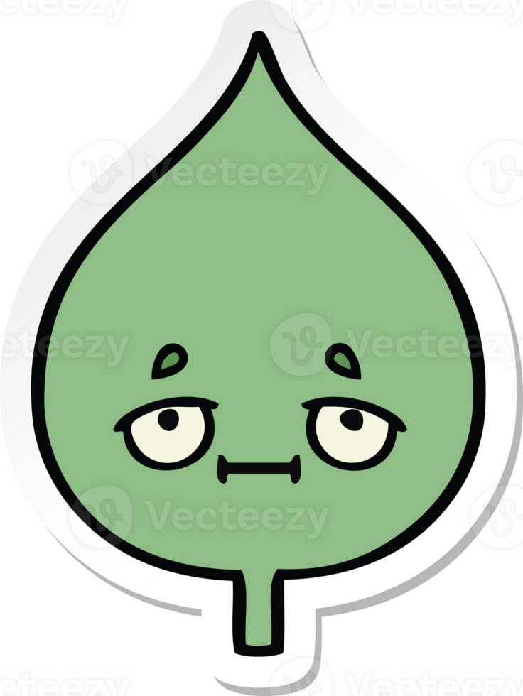 sticker of a cute cartoon expressional leaf png