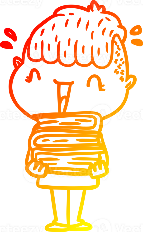 warm gradient line drawing of a cartoon happy boy surprised png