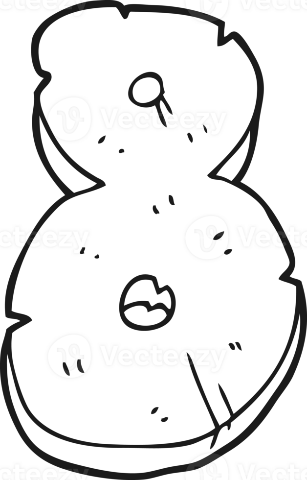 hand drawn black and white cartoon stone number eight png