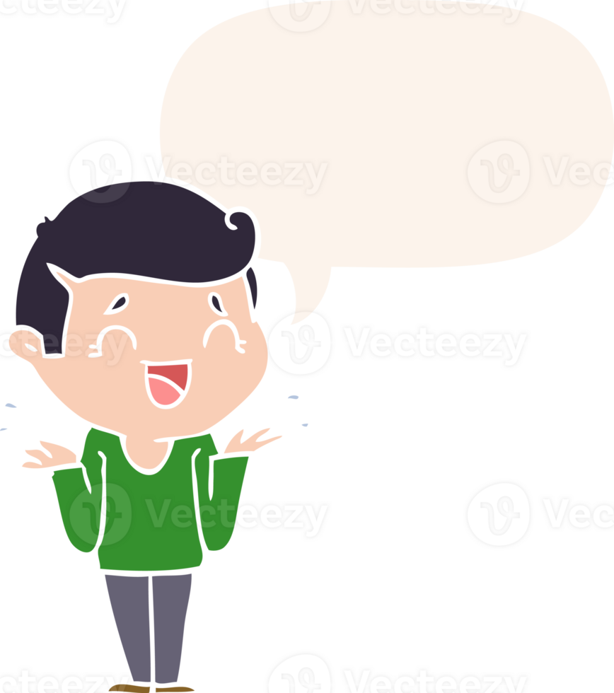 cartoon laughing confused man with speech bubble in retro style png