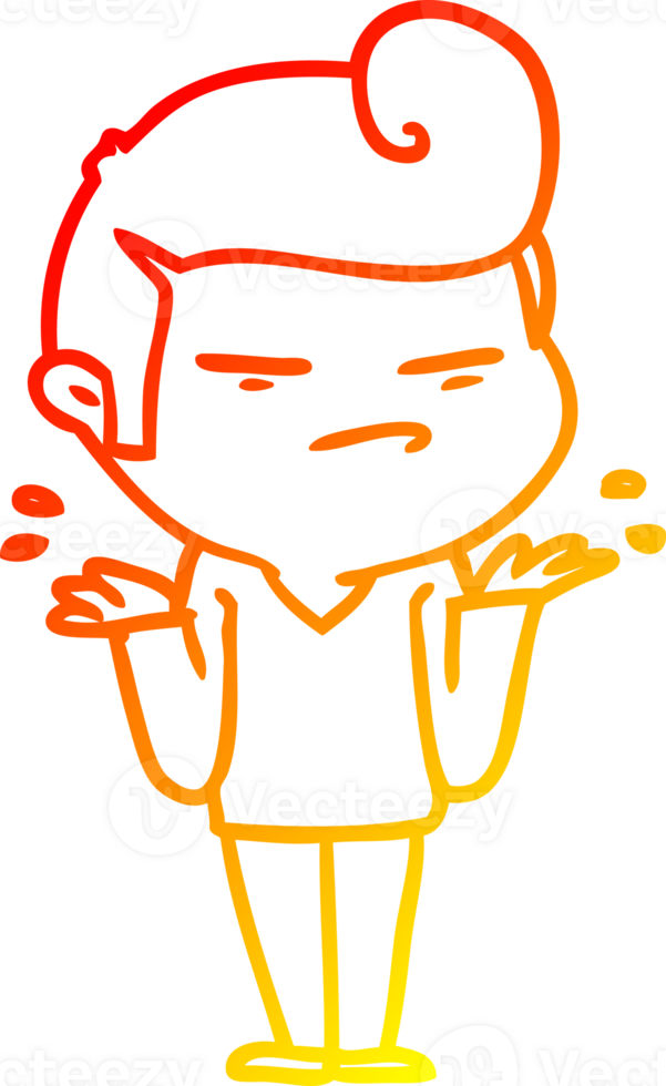 warm gradient line drawing of a cartoon cool guy with fashion hair cut png