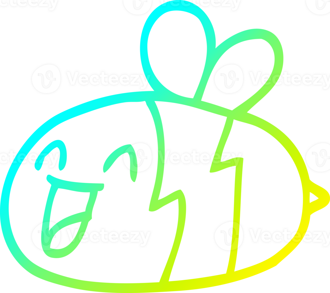 cold gradient line drawing of a cartoon bee png